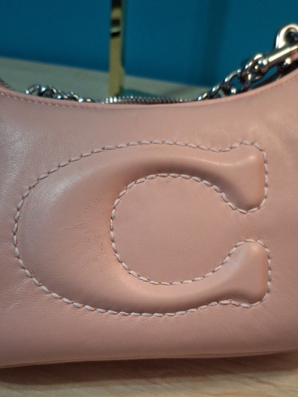 Coach TERI Blush Leather Quilted Signature C Shoulder Bag STYLE CJ608 - Picture 12 of 15